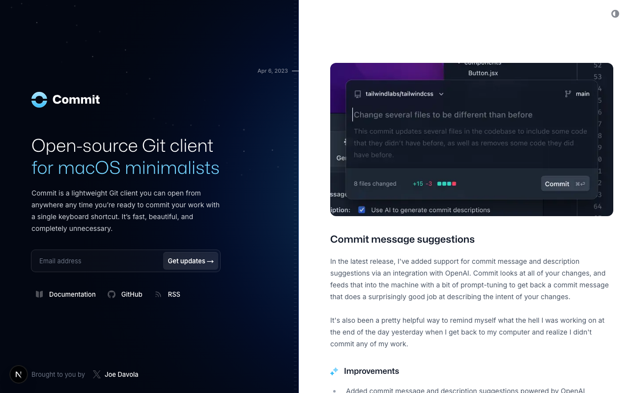Changelog template preview