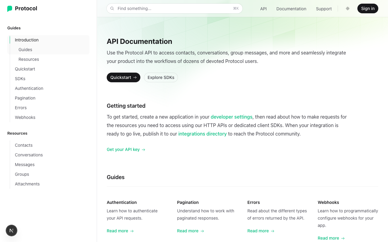 API Reference template preview